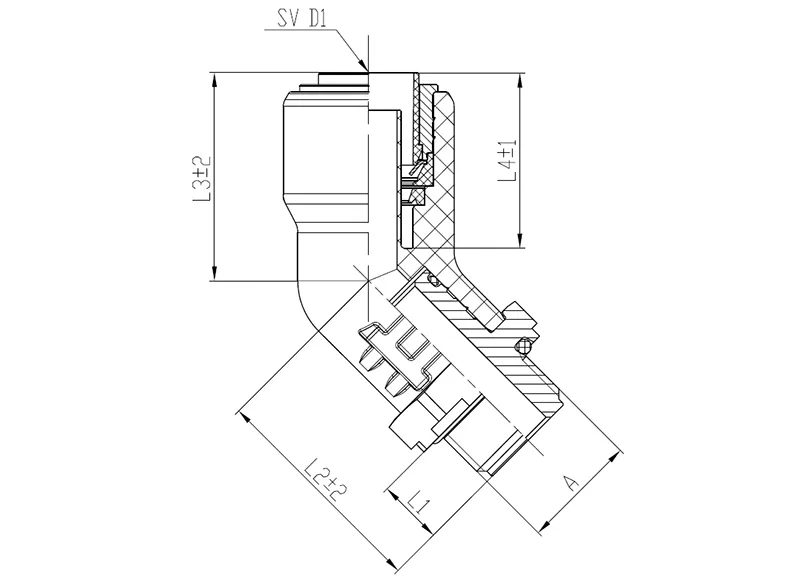 Composite 45 Deg Swivel Elbow